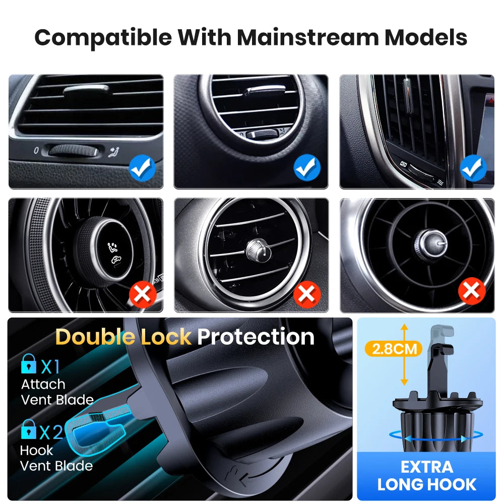 TOPK Magnetic Car Mount for iPhone 15 | 360° Rotatable Holder