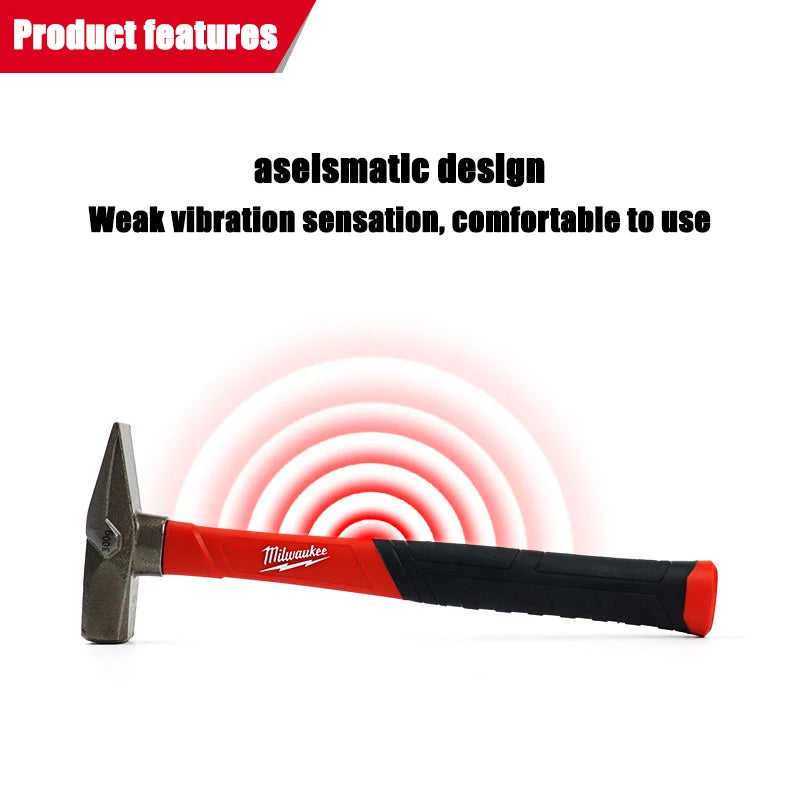 Milwaukee Fiberglass Ball Peen Hammer with Anti-Vibration Grip