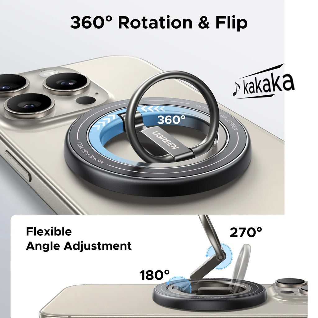 UGREEN Magnetic Phone Ring Holder - 360° Rotatable Stand for All Smartphones