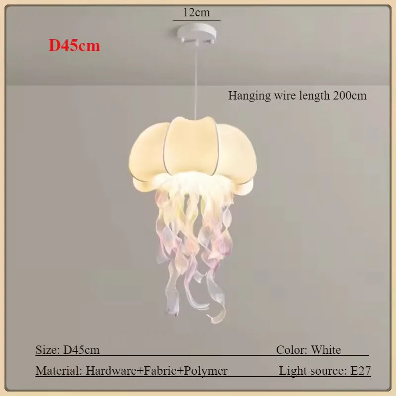 Elegant Silk Jellyfish Pendant Chandelier for Bedroom & Bar