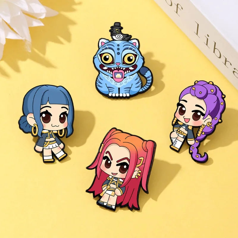Kpop Cartoon Metal Brooches - Cute Accessory Pins for Fashion Lovers