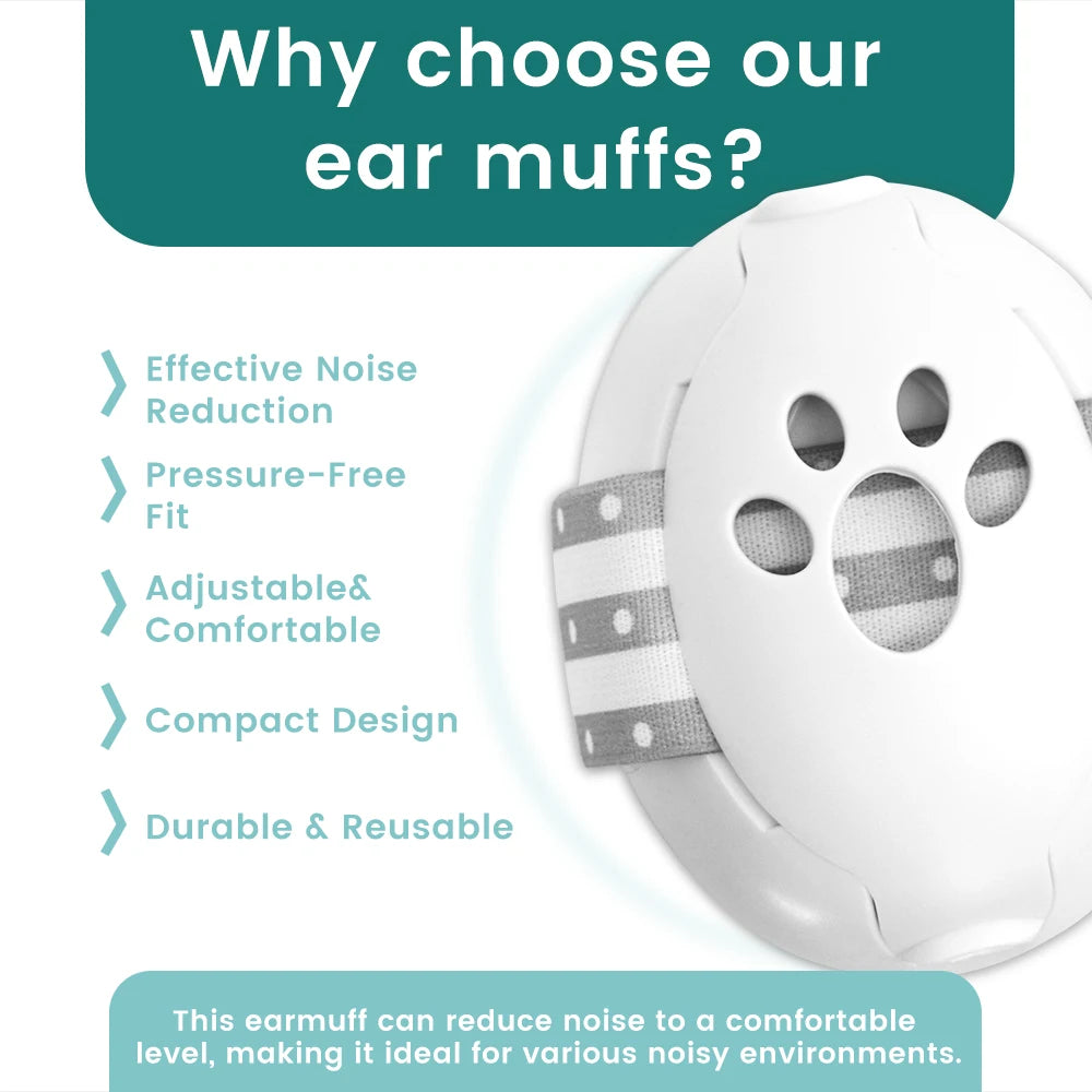 Baby Earmuffs for Noise Reduction - Soft & Adjustable Headband