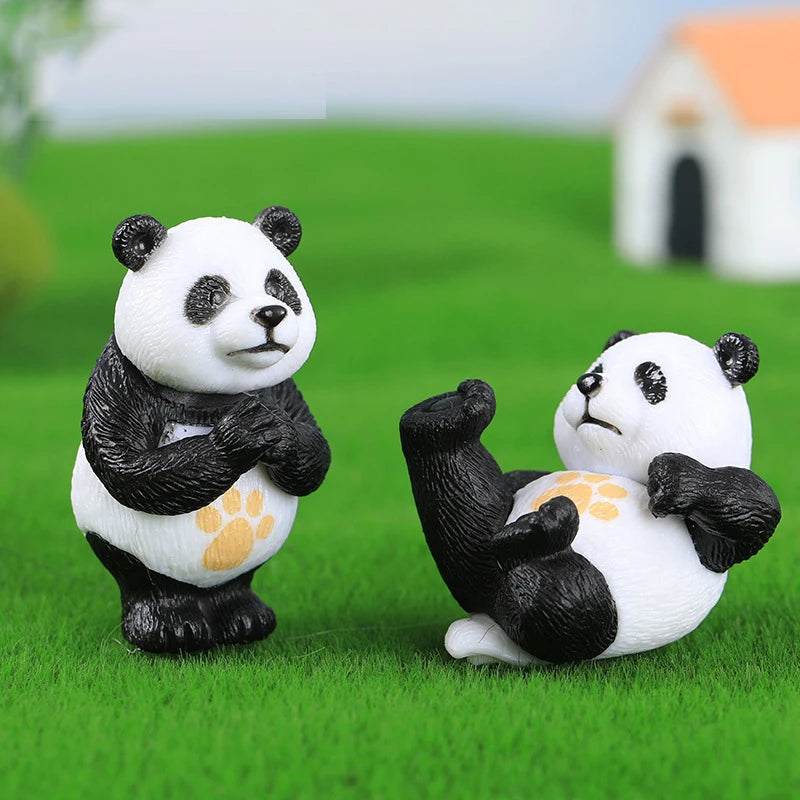 4pcs Creative Mini Panda Figurines - Cute Home & Car Decor