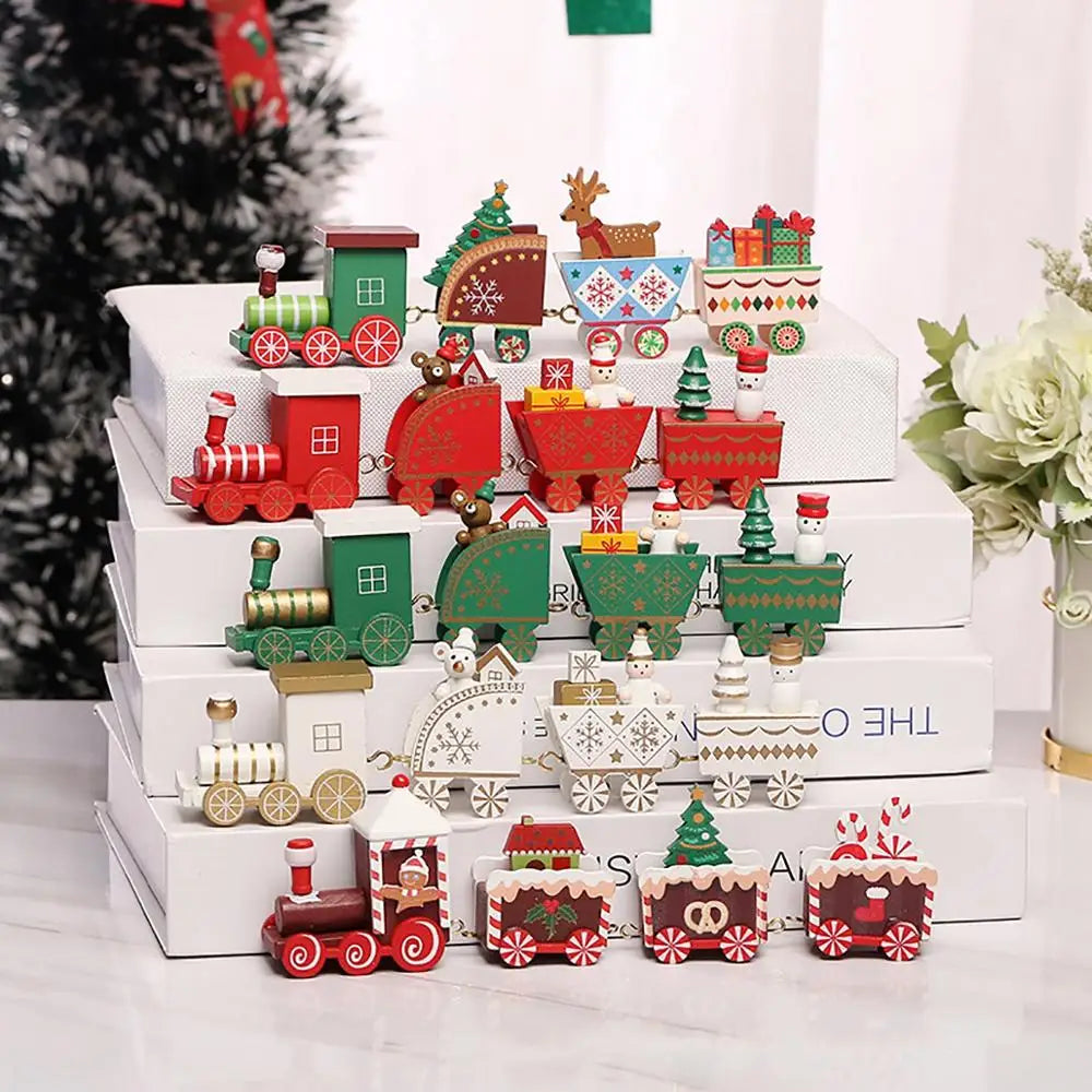 Charming Wooden Christmas Train Ornament for Festive Home Decor