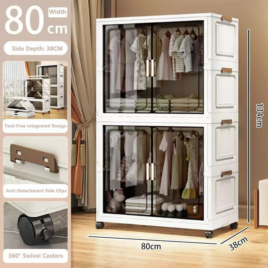 Folding Storage Cabinet - Multi-Use Organizer for Home & Kitchen