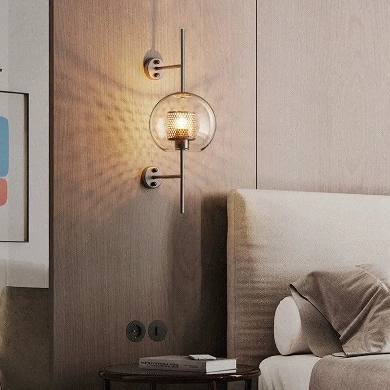 Nordic Minimalist Gold Wall Lamp with LED Glass Ball Design