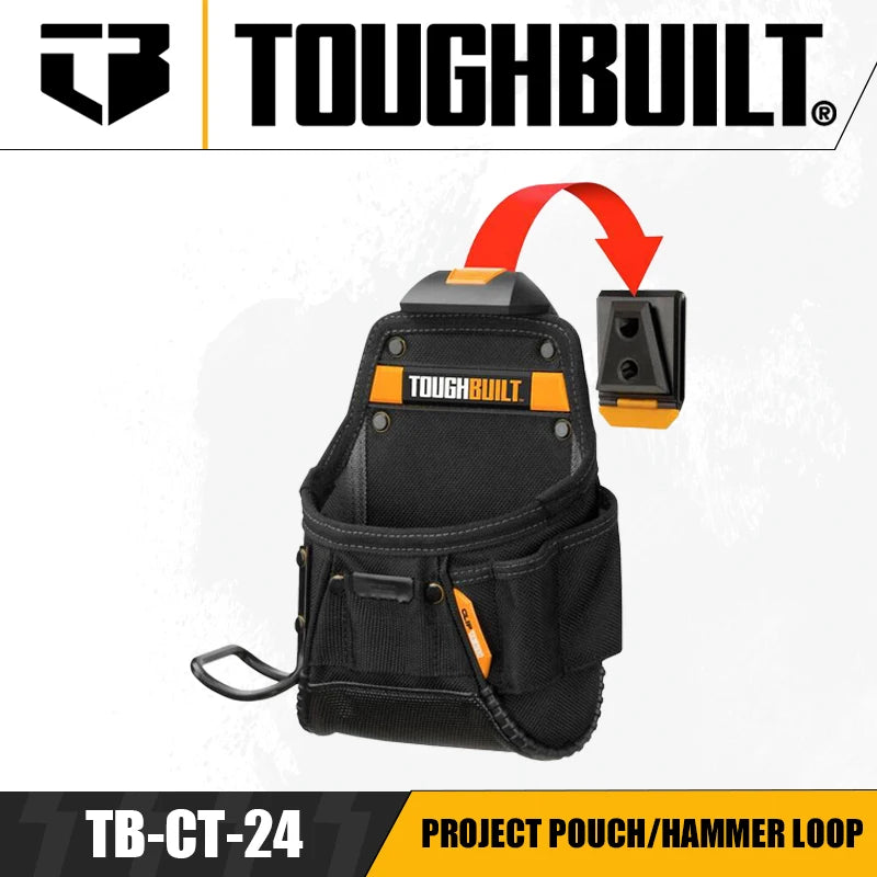 ToughBuilt Project Pouch with Hammer Loop - Durable Tool Organizer