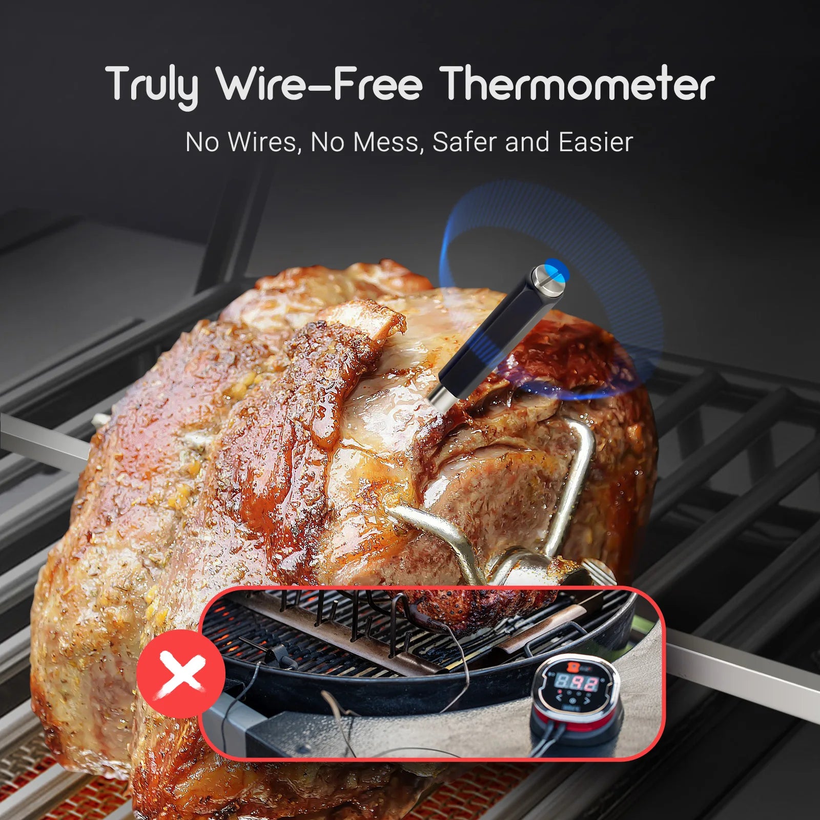 Smart Wireless Meat Thermometer - Bluetooth Grill & Oven Sensor