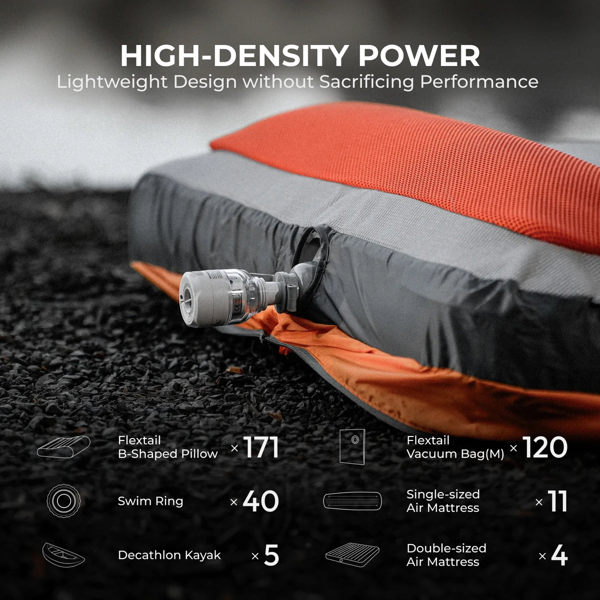 FLEXTAIL TINY PUMP 3X - Ultra-Light Portable Air Pump & Camping Light
