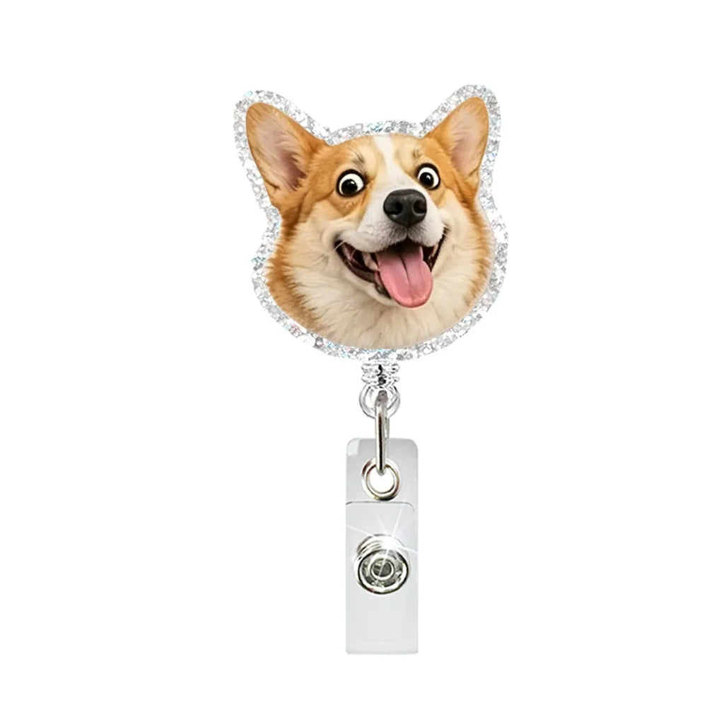 Funny Dog Pattern Retractable Badge Reel Clip for ID Cards