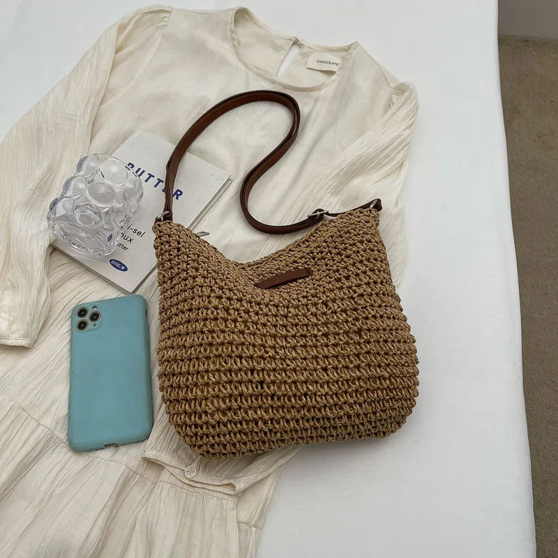 Stylish Straw Woven Crossbody Bag for Women - Beach Ready Design