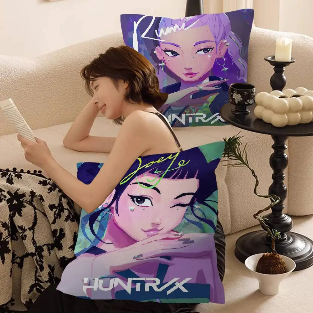 Kop-Cartoon K-Pop Demon Hunters Cushion Cover - Home Decor Pillow