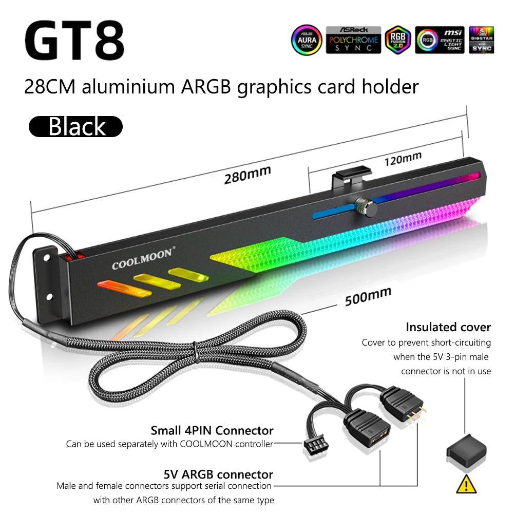 COOLMOON 2pcs PC Accessory Kit - Horizontal GPU & Graphics Card Support