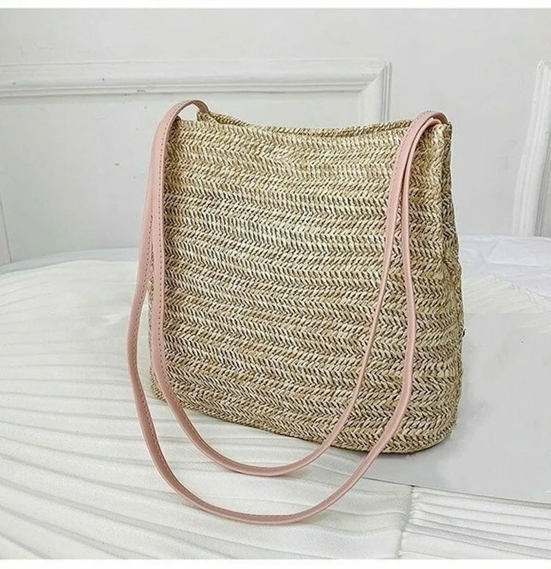 Stylish Women's Woven Straw Beach Handbag - Perfect Summer Tote