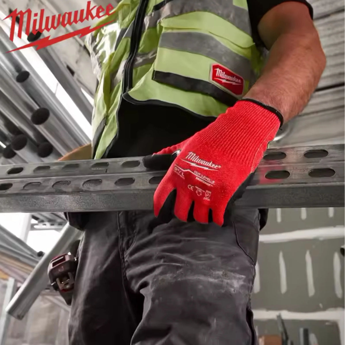 Milwaukee Cut Level 3 Nitrile Dipped Work Gloves - Heavy Duty Protection