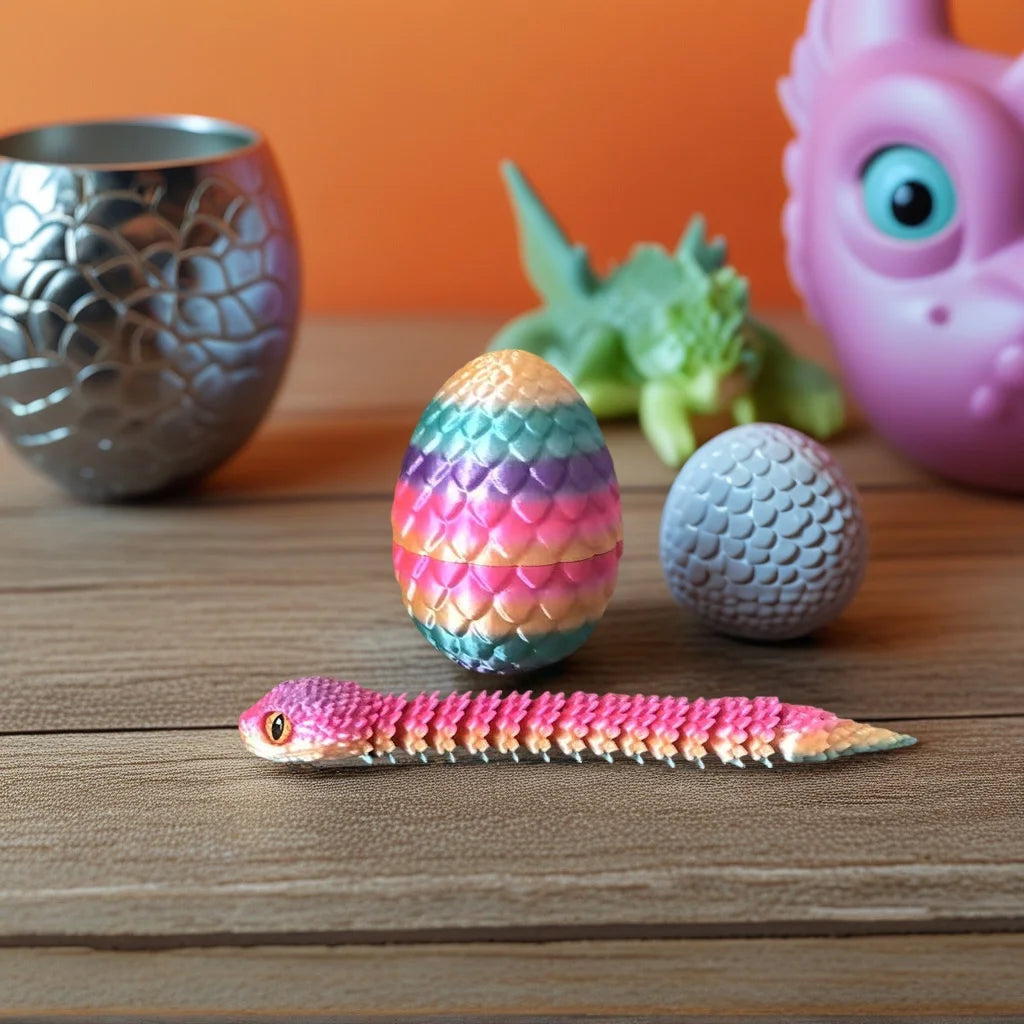 3D Printed Snake Egg Figurine - Unique Anime Desk Decor