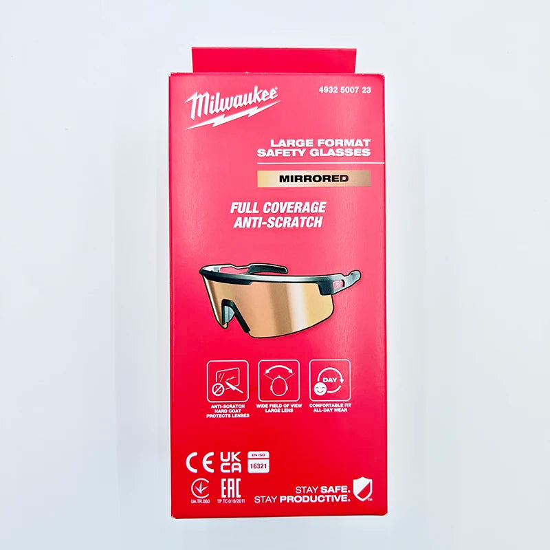 Milwaukee Mirrored Safety Glasses - Anti-Scratch Full Coverage Eyewear