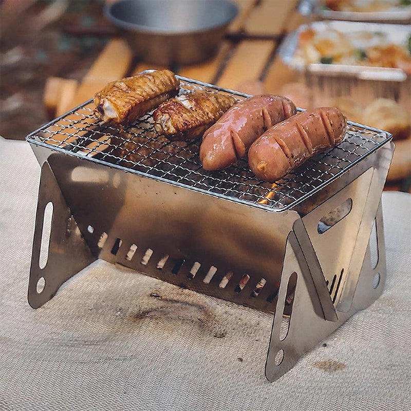 Portable Stainless Steel Folding BBQ Grill for Outdoor Cooking
