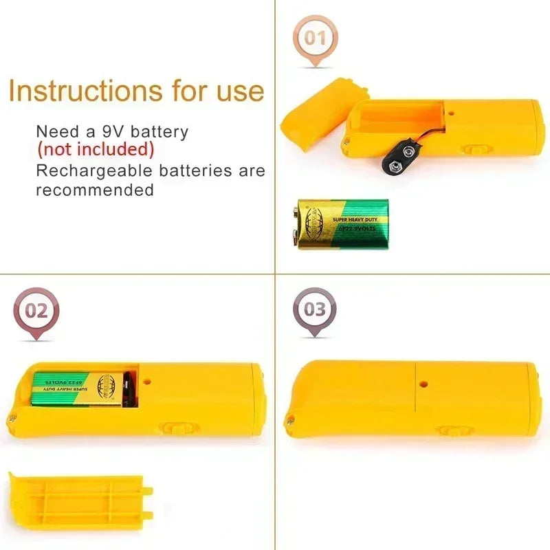 3-in-1 Ultrasonic Anti-Barking Device with LED Light for Dogs