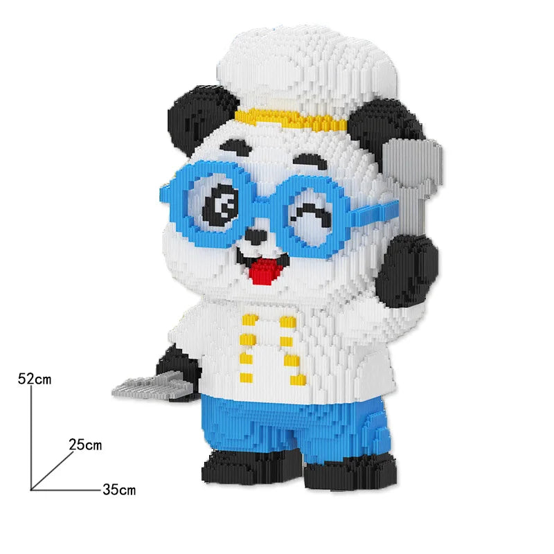 Cowboy Camouflage Panda Building Blocks - Fun 3D Puzzle Toy