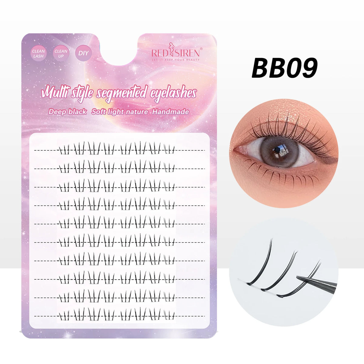 REDSIREN Cluster Lashes - 10 Rows of Natural Look Bottom Lashes
