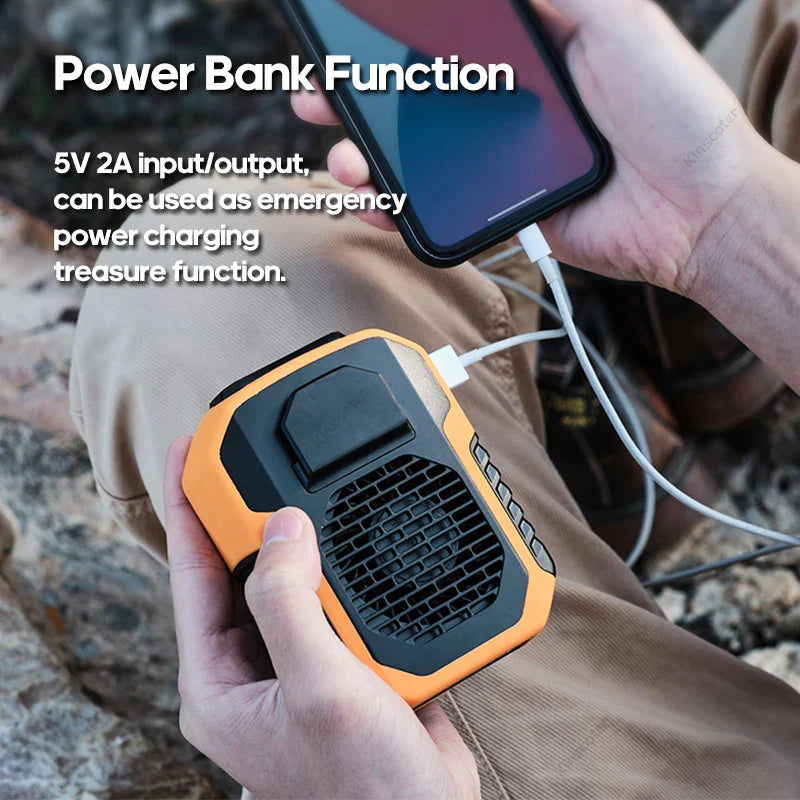 Kinscoter 6000mAh Portable Fan with Power Bank & Lanyard