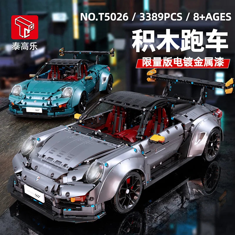 T5026 High-Tech 3389-Piece Racing Car Model Building Blocks
