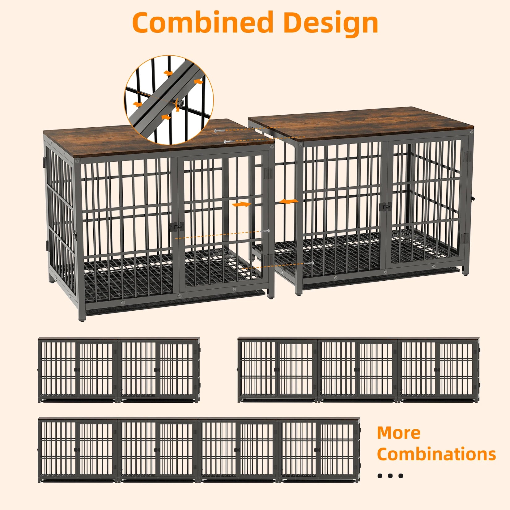 Elevated Wooden Dog Crate & End Table with Removable Tray - Stylish Kennel