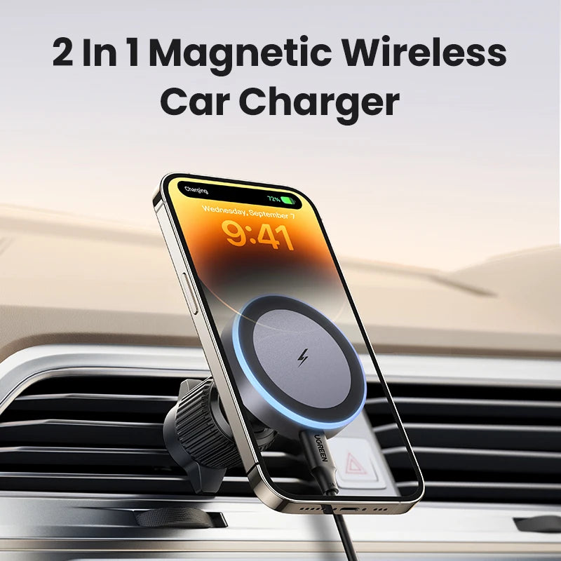 UGREEN 15W Magnetic Wireless Charger Stand for iPhone 15/16 Pro Max