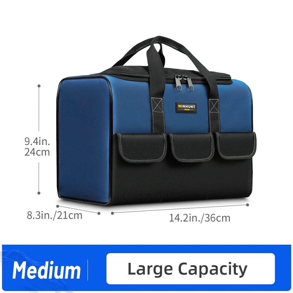 WINHUNT Heavy-Duty Wide Mouth Tool Bag with Organizer Pockets