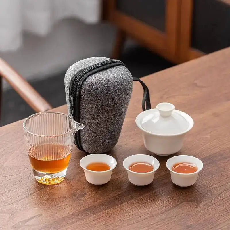 Portable High-End Yuxi Jade Tea Set - Perfect for Outdoor Adventures