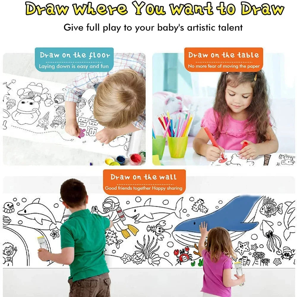 Creative Kids Drawing Roll - DIY Graffiti Scroll for Colorful Fun