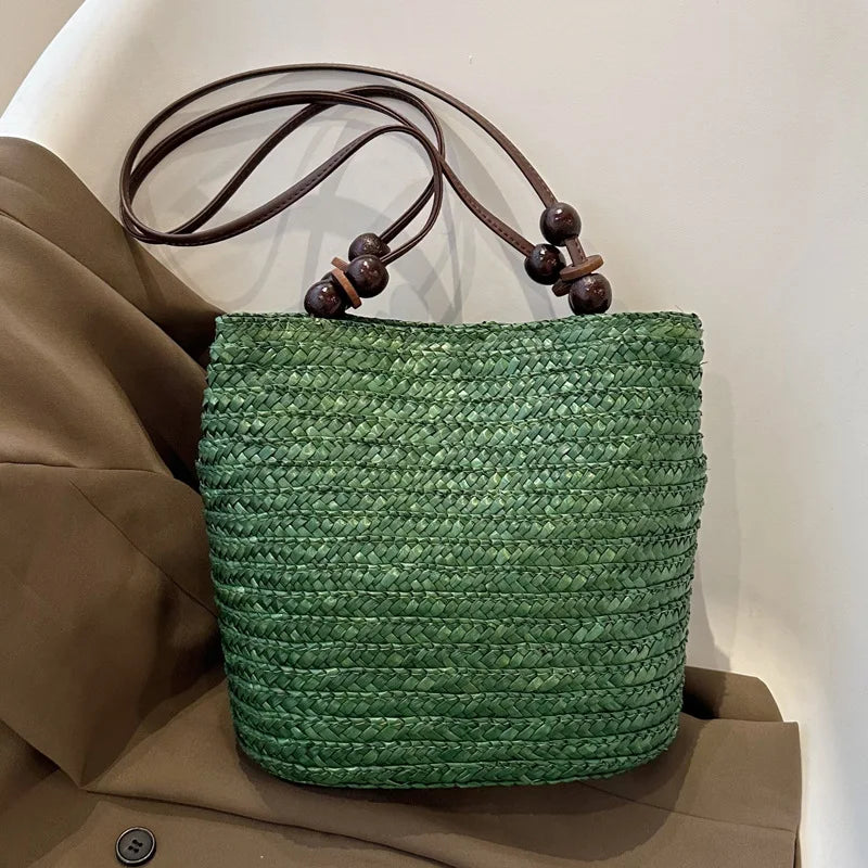 Handmade Straw Woven Shoulder Bag - Perfect for Beach & Travel