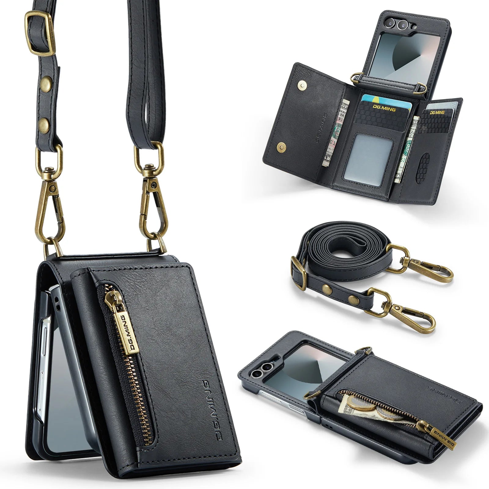 Luxury Leather Flip Wallet Case for Samsung Galaxy Z Flip Series