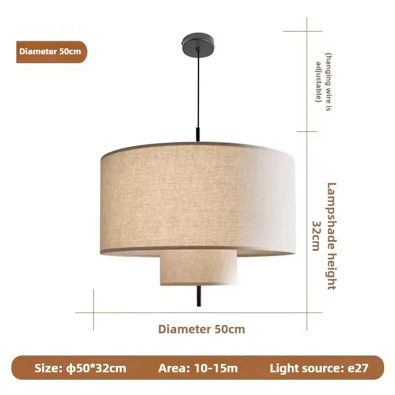 Nordic Wabi Sabi Handmade Linen LED Pendant Lamp for Home Decor