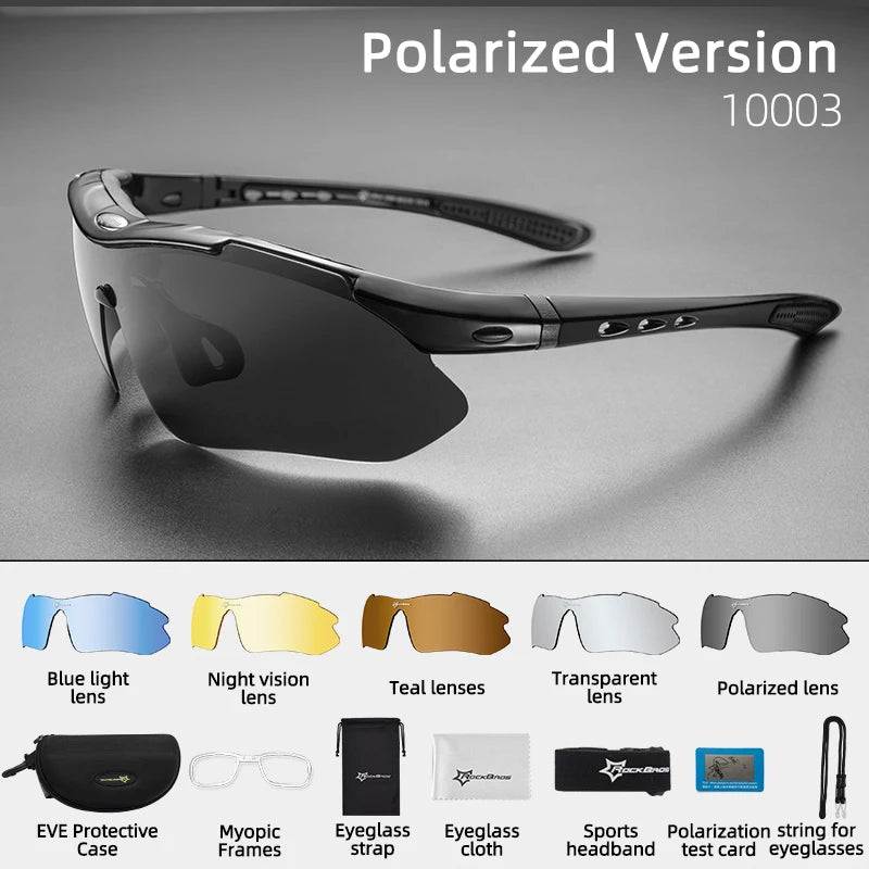 ROCKBROS Polarized Cycling Sunglasses with 5 Interchangeable Lenses