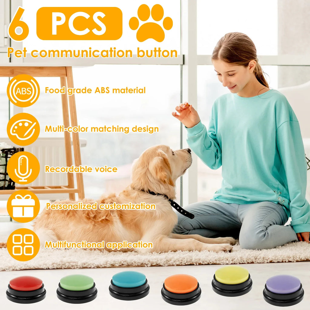 Interactive Dog Training Voice Buttons - Record & Playback Set