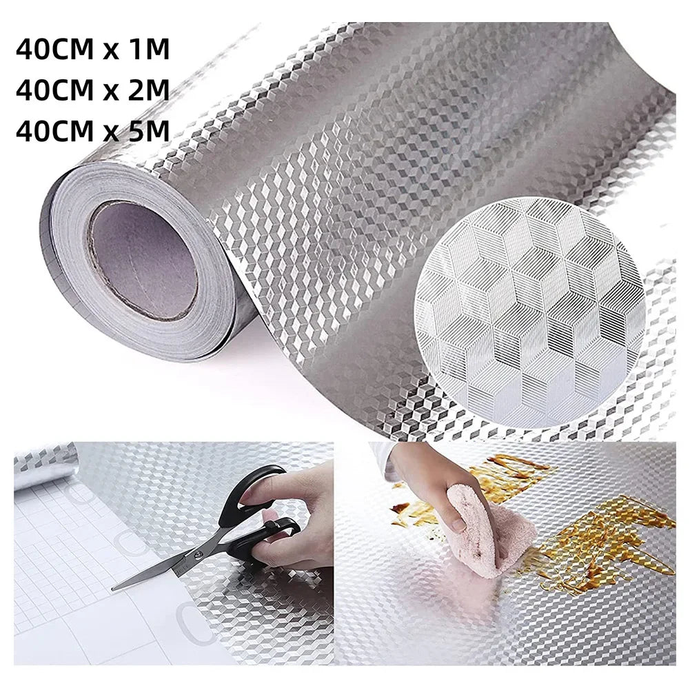 Waterproof Kitchen Countertop Oil-Proof Aluminum Foil Sticker - 1/2/5M