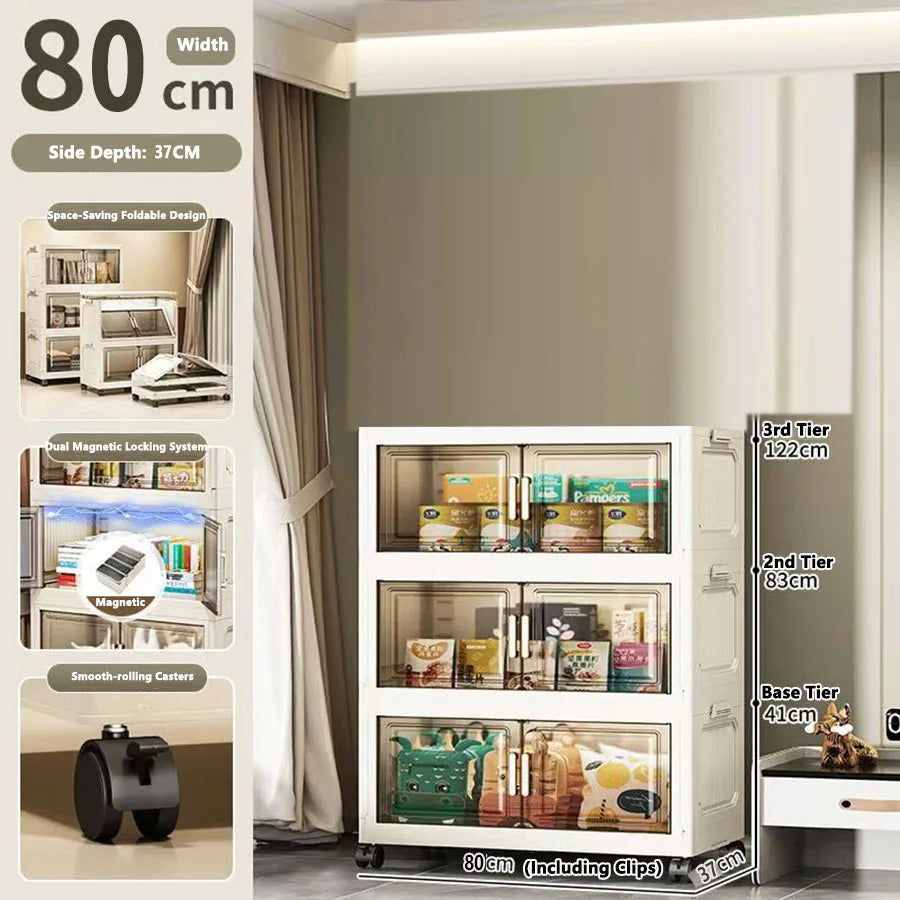Folding Storage Cabinet - Versatile Toy & Snack Organizer for Home
