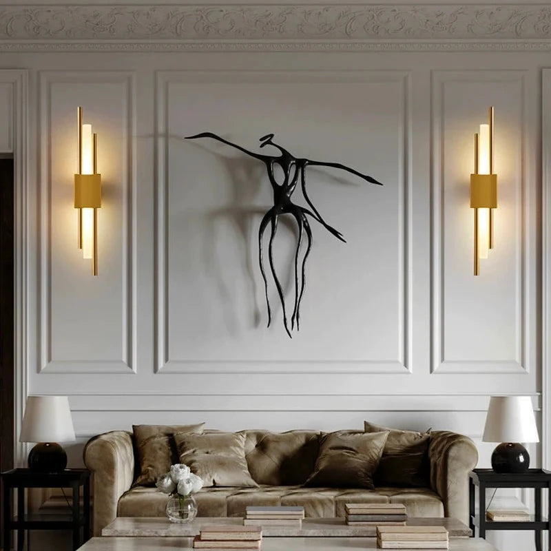 Modern LED Wall Light Fixture - Black & Gold Metal Sconce