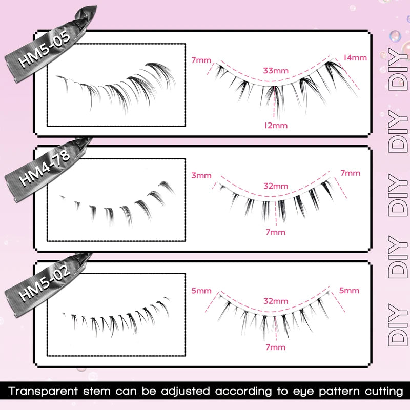 10 Pairs Manga Lower Eyelashes - Wispy Under Eye Lashes for Cosplay