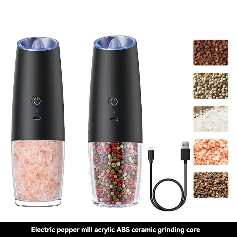 USB Rechargeable Electric Pepper Grinder Set - Adjustable Coarseness