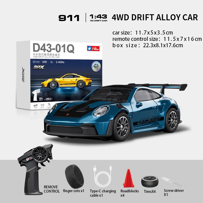 Macro Star D43 RC Drift Car - Eye-Catching Luminous 1:43 Alloy Model
