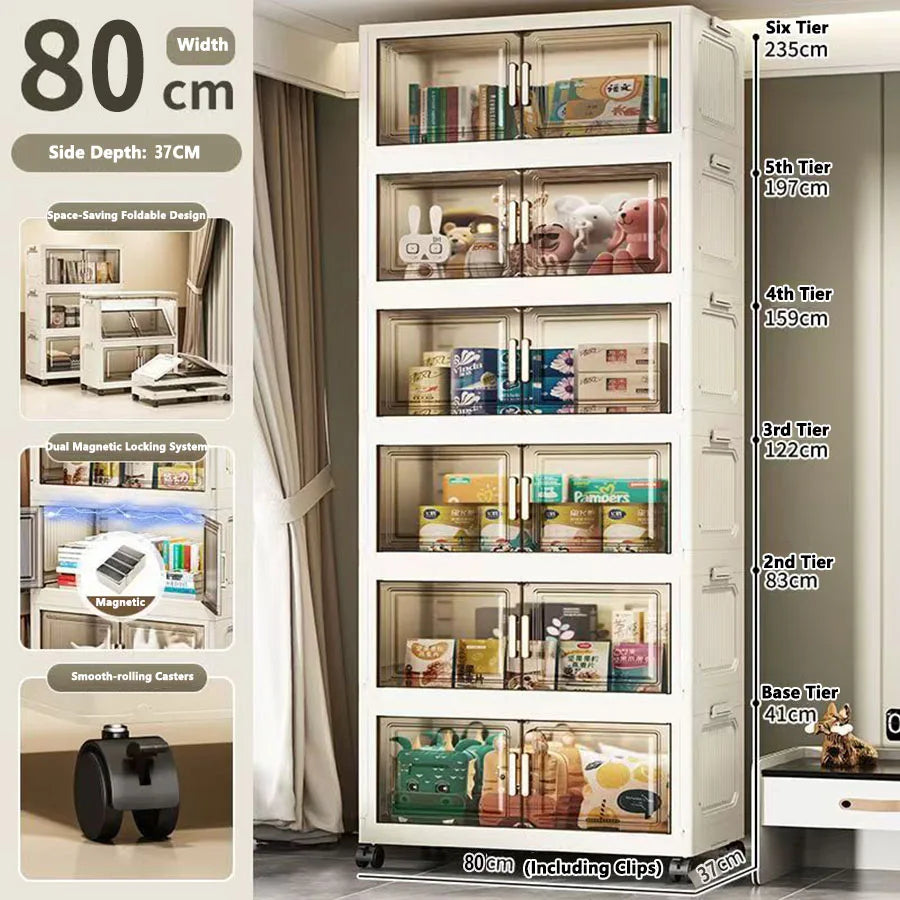 Folding Storage Cabinet - Versatile Toy & Snack Organizer for Home