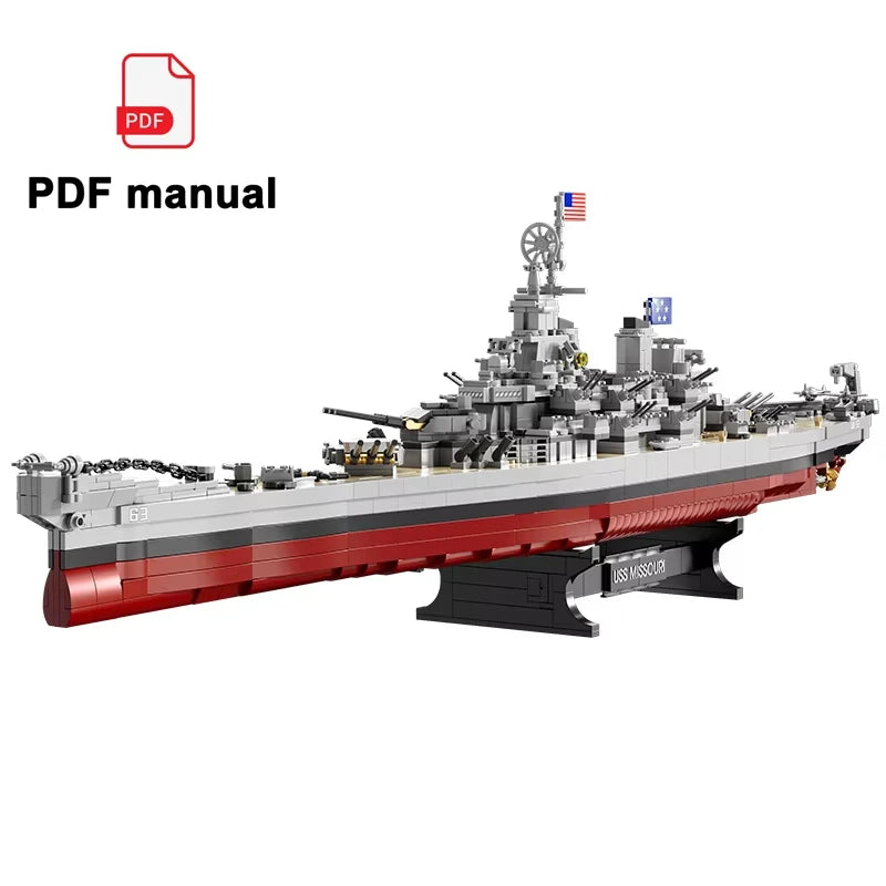 MOULD KING Military Battleship Model Building Blocks - Missouri Cruiser