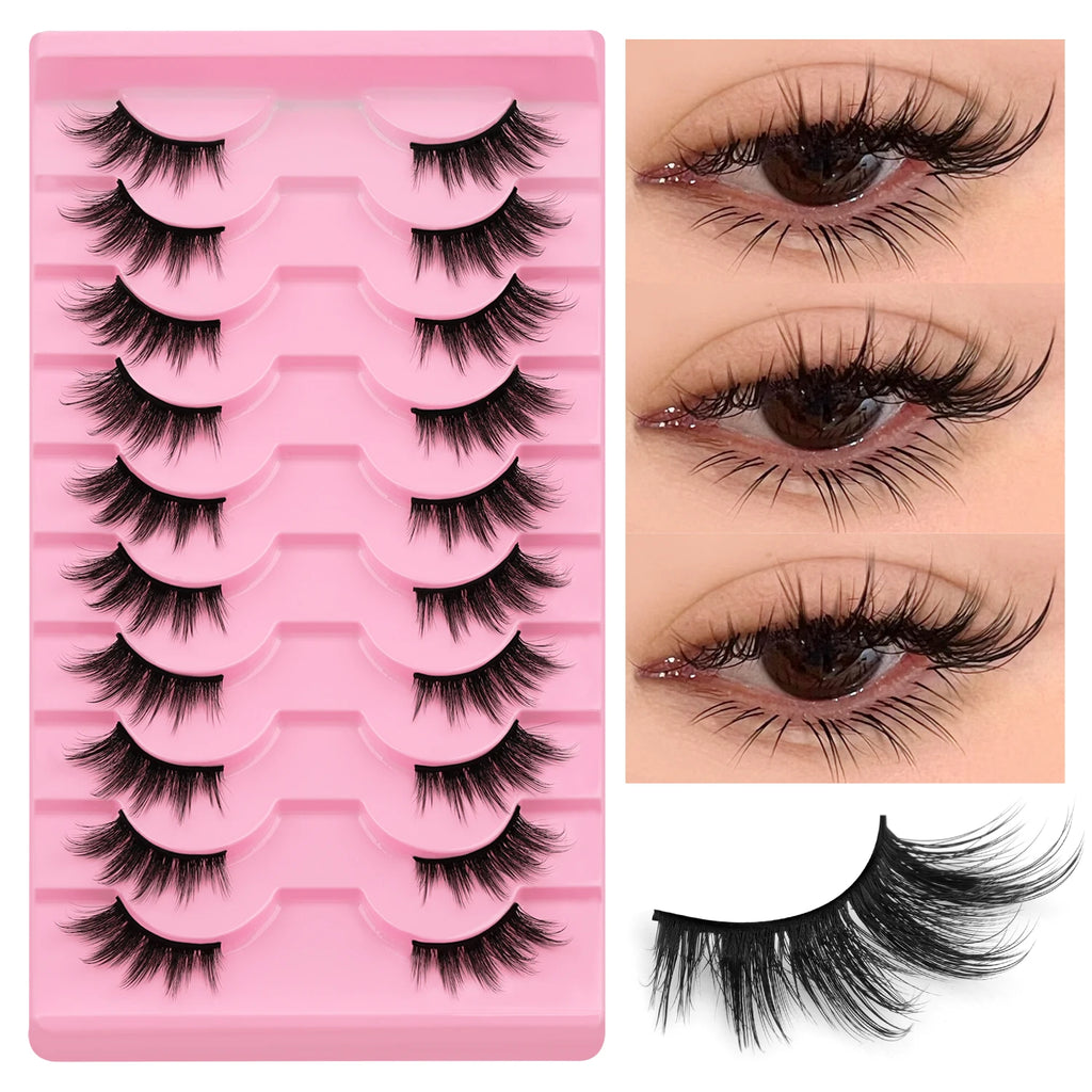 WOSHEER Cat Eye Half Lashes - Soft Wispy Faux Mink Eyelashes