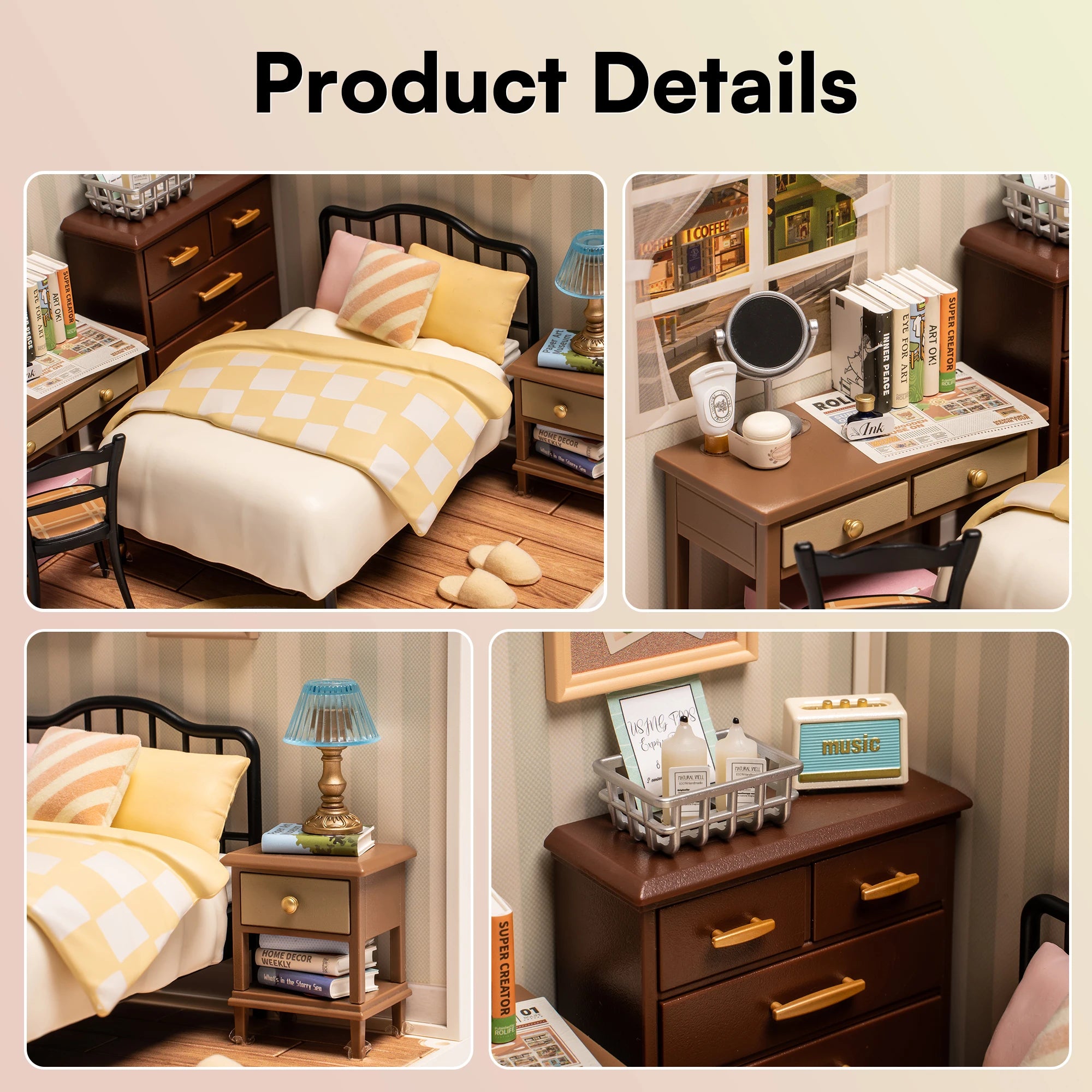 Robotime 3D Puzzle Toy Miniature House - Sweet Dream Bedroom Kit