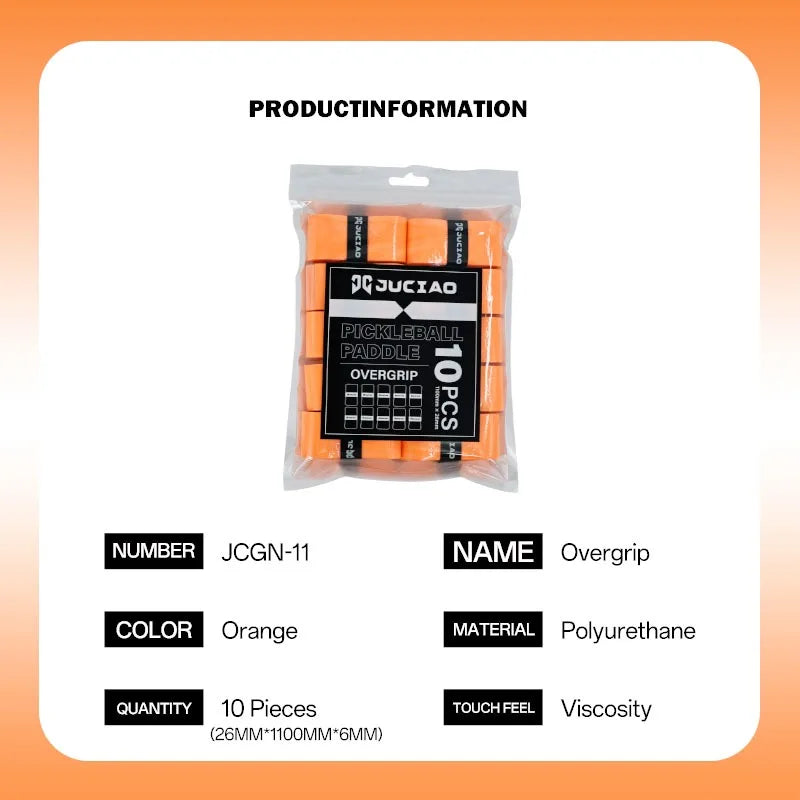 JUCiAO Pickleball Paddle Overgrips – 10 Pack Moisture-Wicking Tape