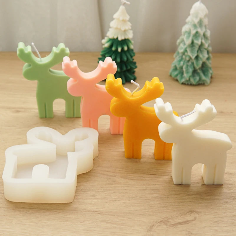 DIY Christmas Elk Candle Silicone Mold for Creative Crafts