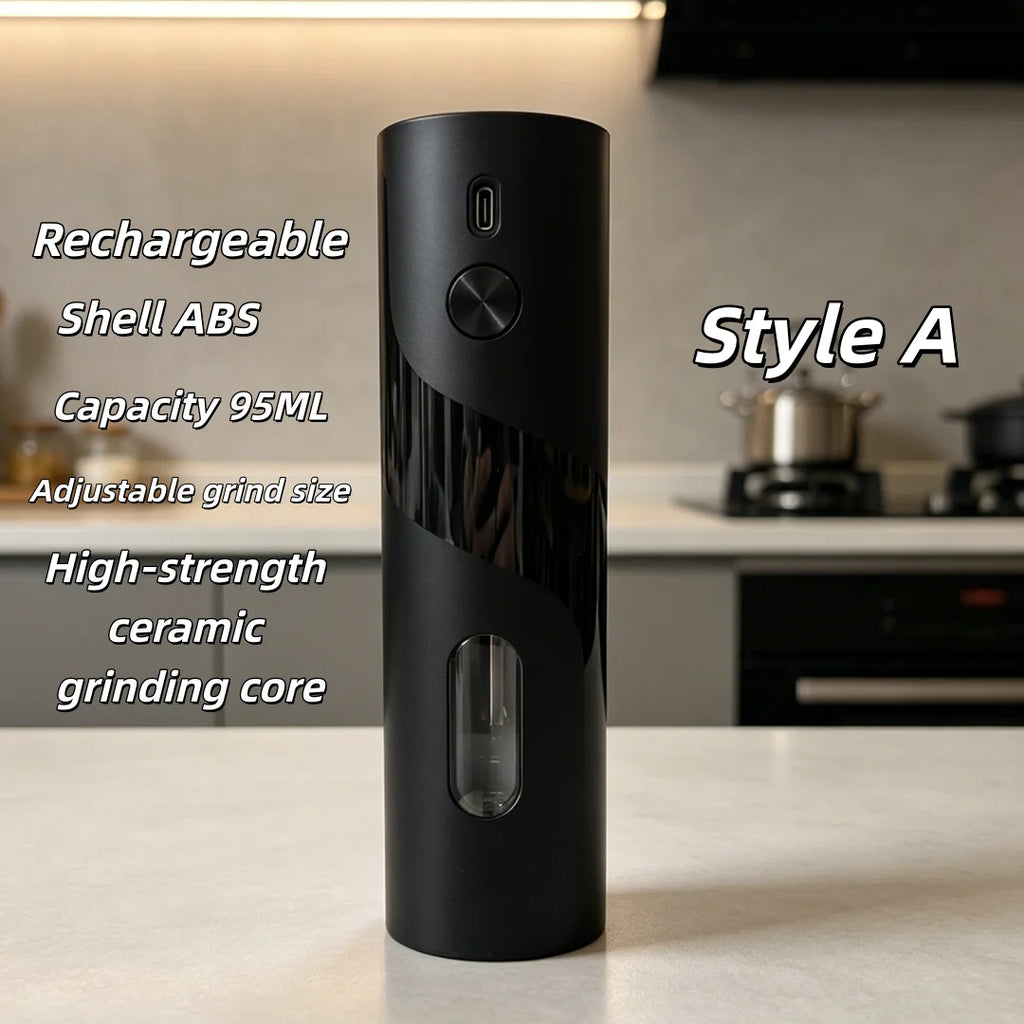 Rechargeable Electric Salt & Pepper Grinder Set - USB Charging, Adjustable Coarseness